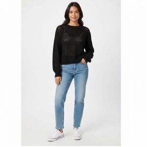 H&M Girls Black Knit Sweater Size‎ 16/18Y | Textured Open Stitch Pullover